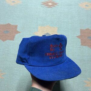 Vintage 80s snapback hat corduroy cap master mix blue farm USA Swartz creek